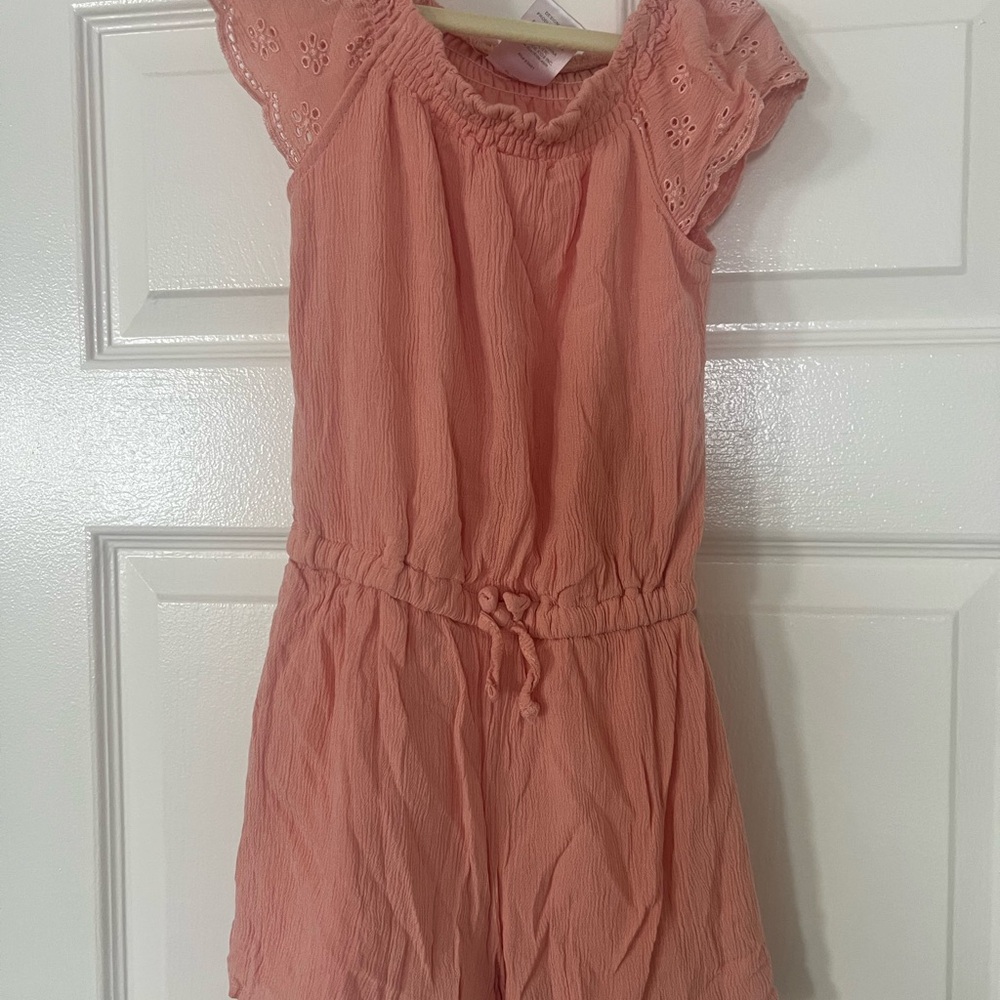 Coral Ruffled Romper(5/6) and Sage Green floral Jumper(6).